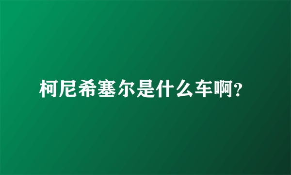 柯尼希塞尔是什么车啊？