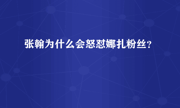 张翰为什么会怒怼娜扎粉丝？