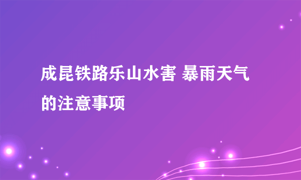 成昆铁路乐山水害 暴雨天气的注意事项