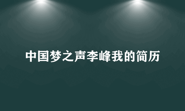 中国梦之声李峰我的简历