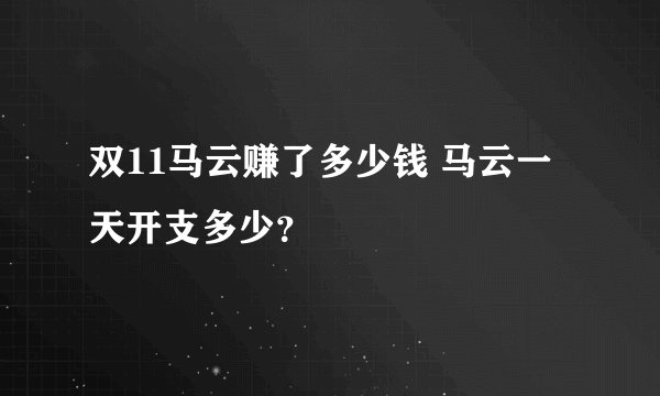 双11马云赚了多少钱 马云一天开支多少？