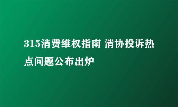 315消费维权指南 消协投诉热点问题公布出炉