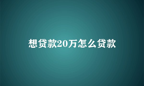 想贷款20万怎么贷款