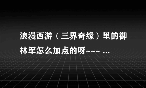 浪漫西游（三界奇缘）里的御林军怎么加点的呀~~~ 求高人告知