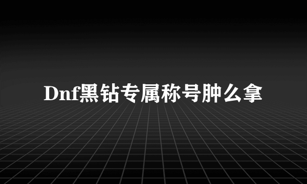 Dnf黑钻专属称号肿么拿