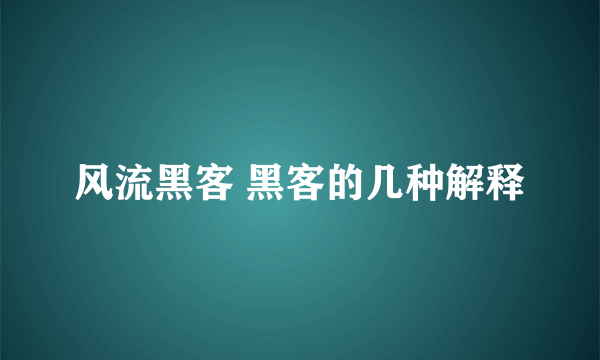 风流黑客 黑客的几种解释