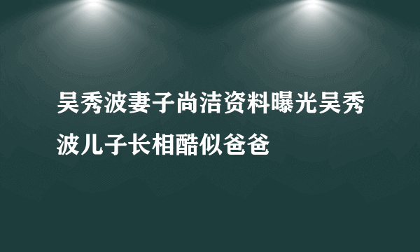 吴秀波妻子尚洁资料曝光吴秀波儿子长相酷似爸爸