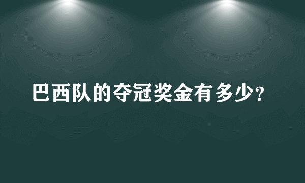 巴西队的夺冠奖金有多少？