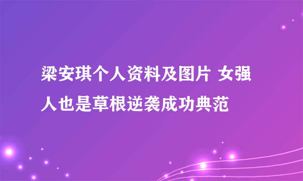 梁安琪个人资料及图片 女强人也是草根逆袭成功典范