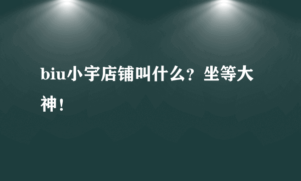 biu小宇店铺叫什么？坐等大神！