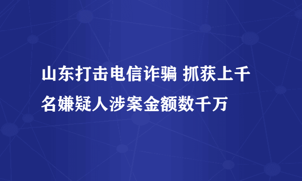 山东打击电信诈骗 抓获上千名嫌疑人涉案金额数千万