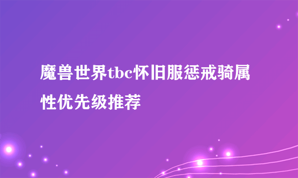 魔兽世界tbc怀旧服惩戒骑属性优先级推荐