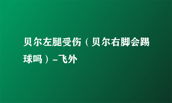 贝尔左腿受伤（贝尔右脚会踢球吗）-飞外