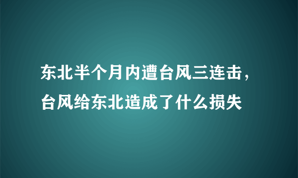 东北半个月内遭台风三连击，台风给东北造成了什么损失