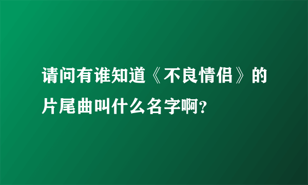 请问有谁知道《不良情侣》的片尾曲叫什么名字啊？