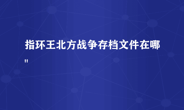 指环王北方战争存档文件在哪