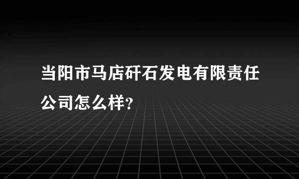 当阳市马店矸石发电有限责任公司怎么样？