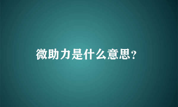 微助力是什么意思？