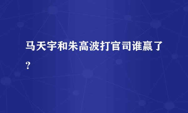 马天宇和朱高波打官司谁嬴了？