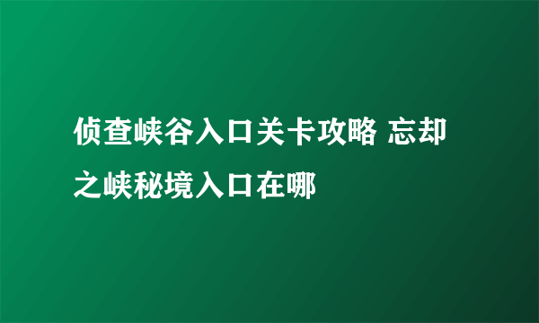 侦查峡谷入口关卡攻略 忘却之峡秘境入口在哪