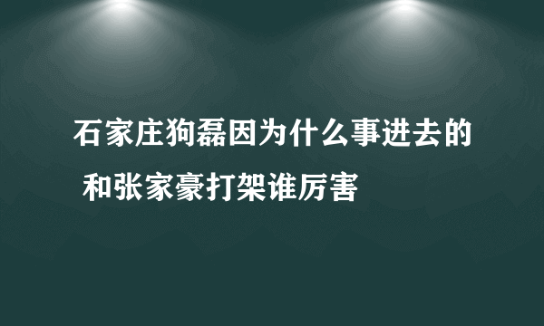 石家庄狗磊因为什么事进去的 和张家豪打架谁厉害