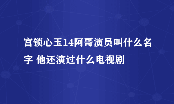 宫锁心玉14阿哥演员叫什么名字 他还演过什么电视剧