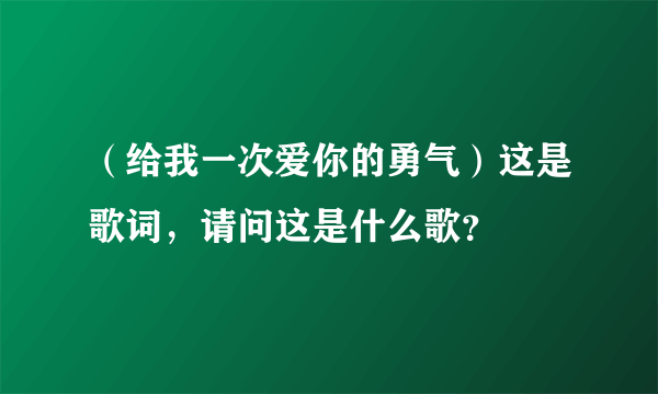 （给我一次爱你的勇气）这是歌词，请问这是什么歌？