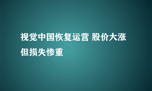 视觉中国恢复运营 股价大涨但损失惨重