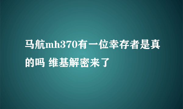 马航mh370有一位幸存者是真的吗 维基解密来了