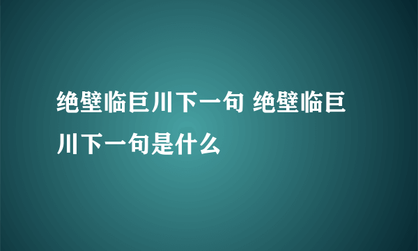 绝壁临巨川下一句 绝壁临巨川下一句是什么