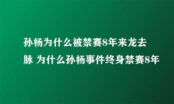 孙杨为什么被禁赛8年来龙去脉 为什么孙杨事件终身禁赛8年