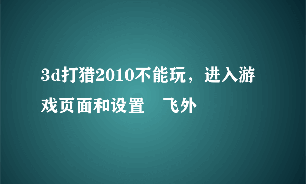 3d打猎2010不能玩，进入游戏页面和设置–飞外