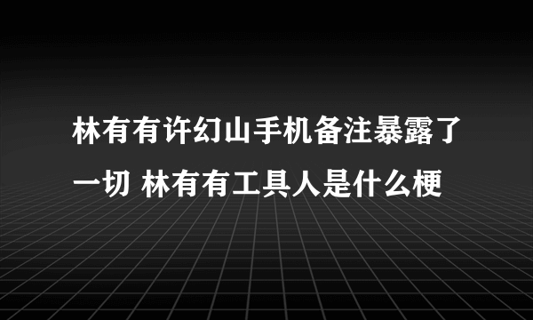 林有有许幻山手机备注暴露了一切 林有有工具人是什么梗