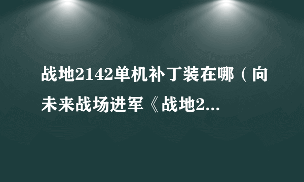 战地2142单机补丁装在哪（向未来战场进军《战地2142》）