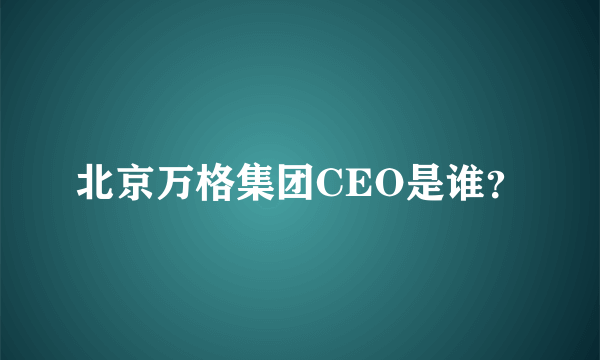 北京万格集团CEO是谁？