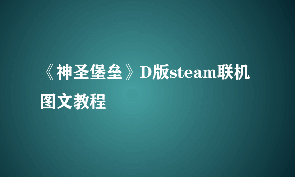 《神圣堡垒》D版steam联机图文教程