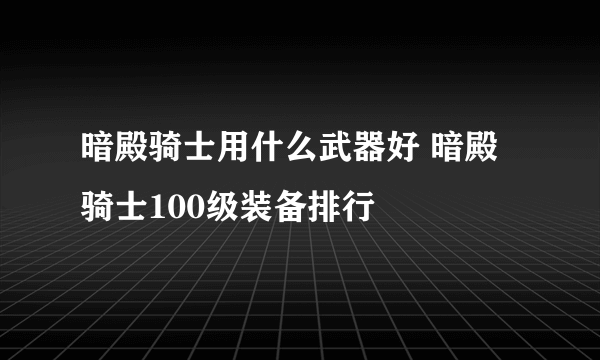 暗殿骑士用什么武器好 暗殿骑士100级装备排行