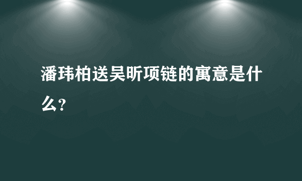 潘玮柏送吴昕项链的寓意是什么？