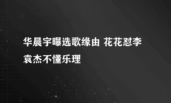 华晨宇曝选歌缘由 花花怼李袁杰不懂乐理