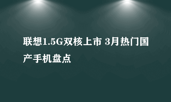 联想1.5G双核上市 3月热门国产手机盘点