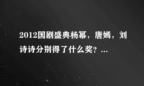 2012国剧盛典杨幂，唐嫣，刘诗诗分别得了什么奖？可不可以配上图？