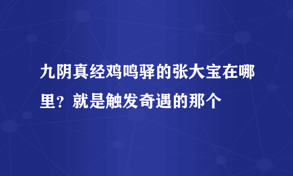 九阴真经鸡鸣驿的张大宝在哪里？就是触发奇遇的那个