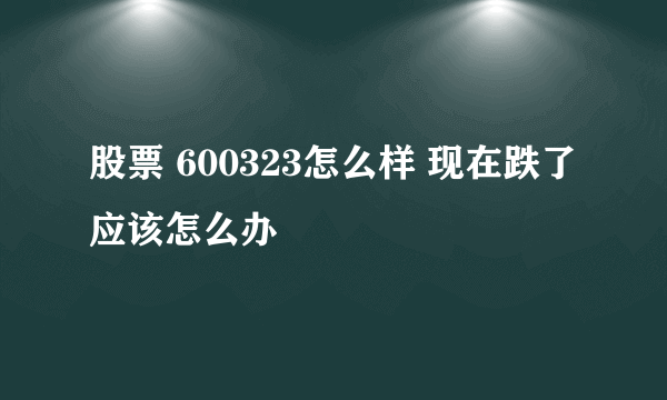 股票 600323怎么样 现在跌了 应该怎么办