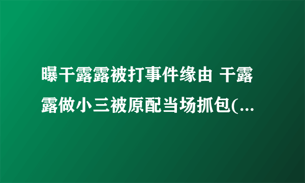 曝干露露被打事件缘由 干露露做小三被原配当场抓包(2)-飞外