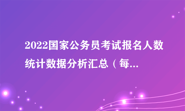 2022国家公务员考试报名人数统计数据分析汇总（每日更新）