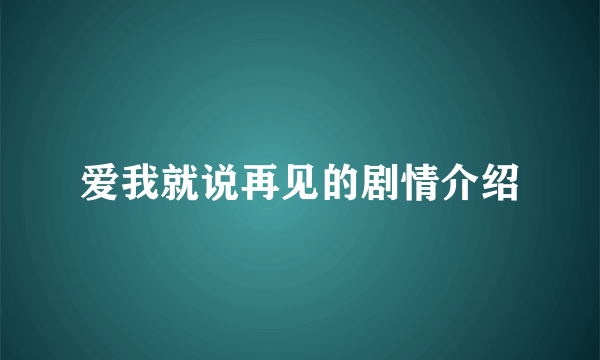 爱我就说再见的剧情介绍