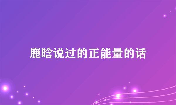 鹿晗说过的正能量的话