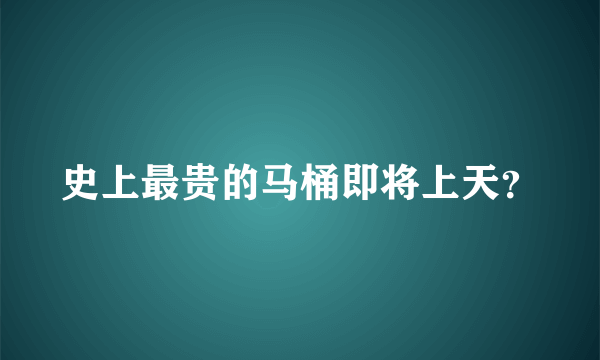 史上最贵的马桶即将上天？