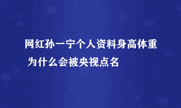 网红孙一宁个人资料身高体重 为什么会被央视点名