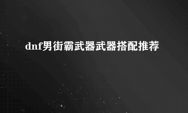 dnf男街霸武器武器搭配推荐